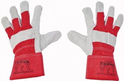 Červa EIDER pracovné a ochranné rukavice - hovädzia koža - balenie 12 párov
