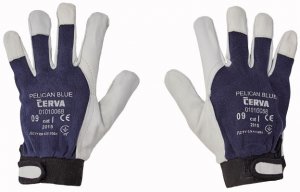 Červa PELICAN BLUE pracovné rukavice - ovčej a kozej kože - balenie 12 párov
