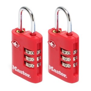 Master Lock TSA 4686EURT set 2 ks kombinačních visacích zámků - červený