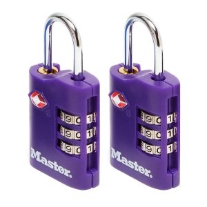 Master Lock TSA 4686EURT set 2 ks kombinačních visacích zámků - fialový