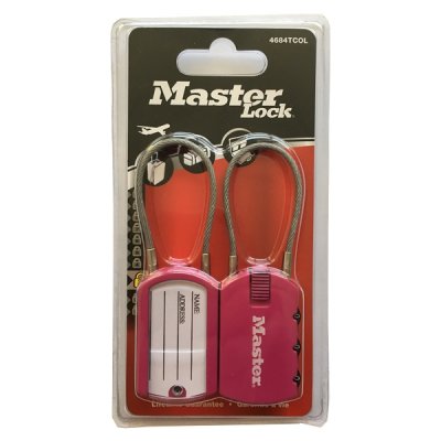 Master Lock 4684EURTCOL set 2 ks visacích zámků pro zavazadla - růžový
