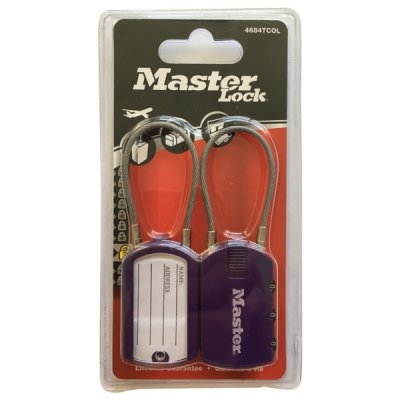 Master Lock 4684EURTCOL set 2 ks visacích zámků pro zavazadla - fialový