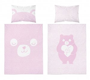 Bambusbettwäsche Teddybär - rosa-weiß