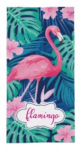 Baumwollhandtuch Flamingo - blau-pink