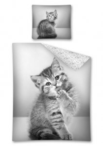 Bavlnené obliečky mačiatko - šedá