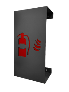 Nástěnný kryt pro hasicí přístroj Huracan šedý s červeným