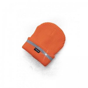 Zimní čepice pletená fleece  ARDON®SPARK s reflex. pruhem oranžová